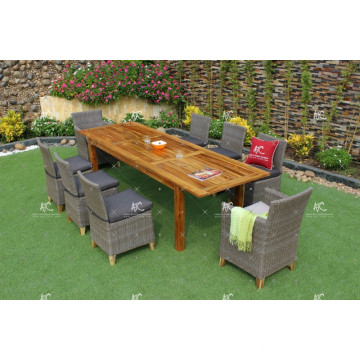 Hot Design Patio Garden 8 Chaises Dining Set Poly Rattan Meubles en osier